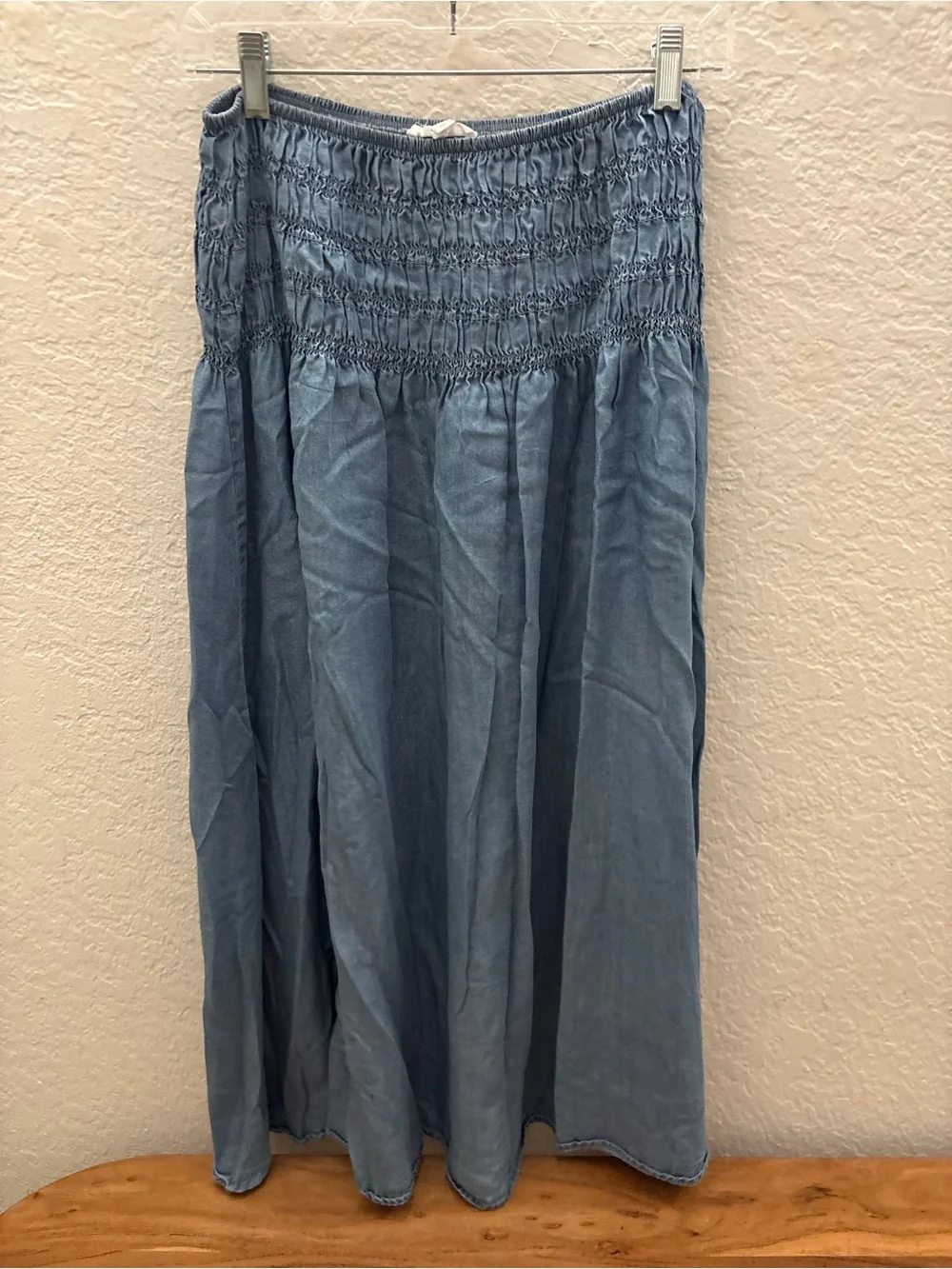 Blu Pepper Light Blue Smocked Maxi Skirt